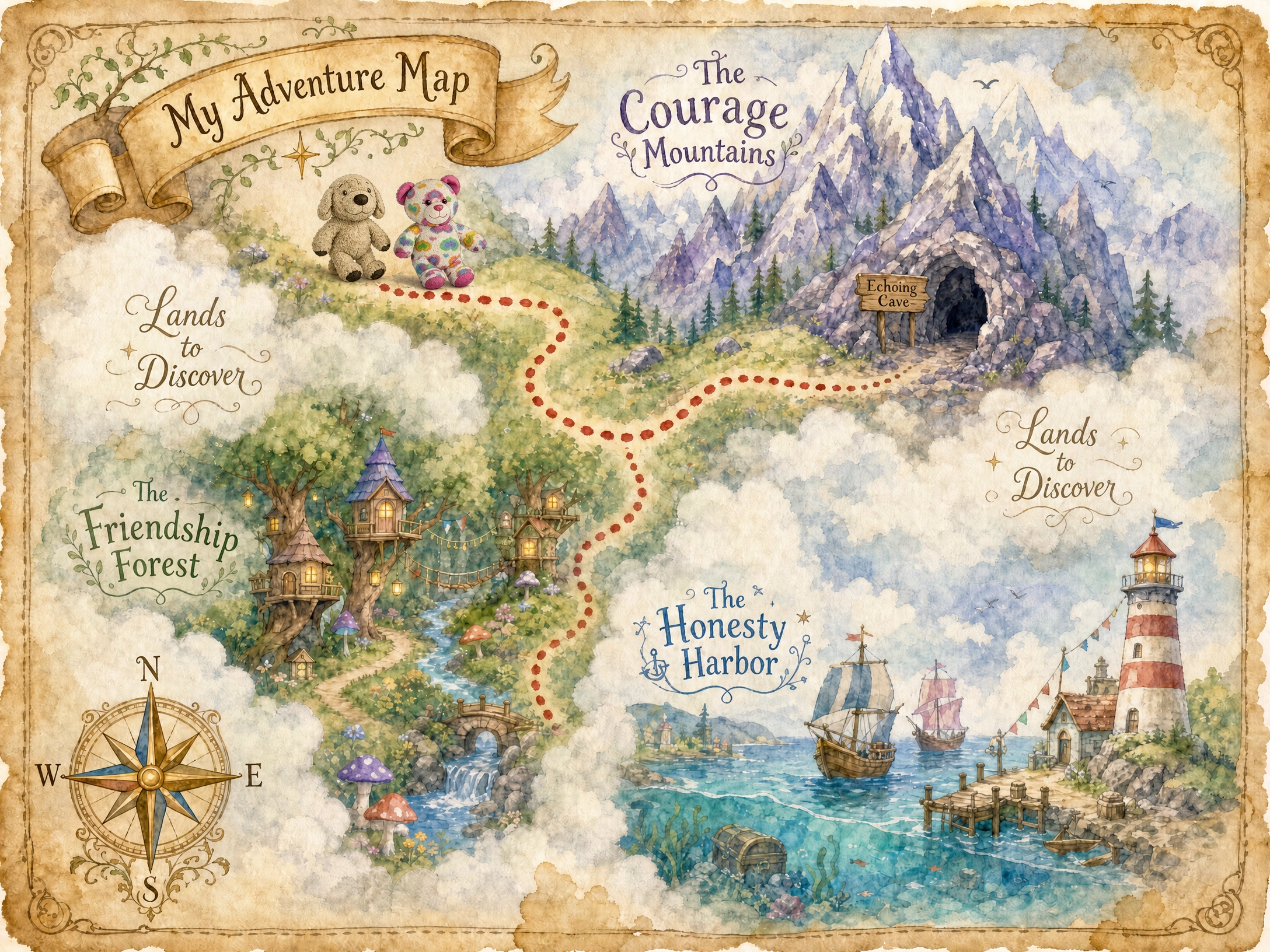 The magical Heart Map that Teddy and Muddy Paws explore on their adventures.